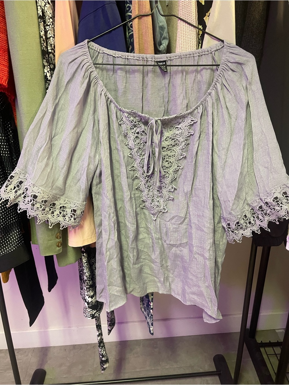 Lace-Trim Peasant Top - Women